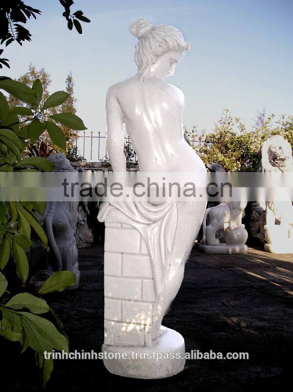 Naked Woman Statue White Marble Stone Hand Sculpture Carving