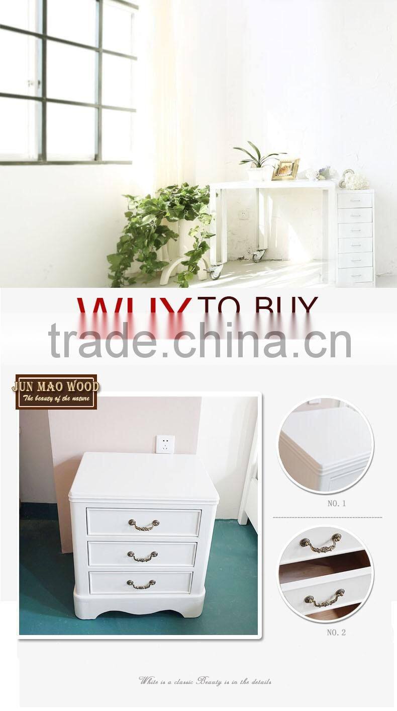 Cheap modern nightstands/two small nightstands/solid wooden bedside cabinet with three-drawers