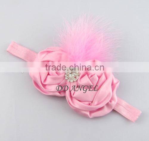 Wholesale 2015 new baby fashion accessory cute girls hair rose flower headband with diamond