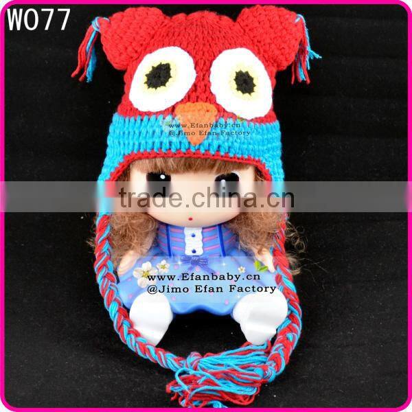 crocheted owl sleeping hat baby photo props newborn baby winter earflap animal hat