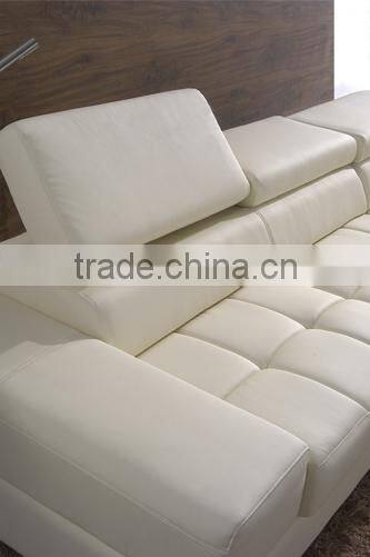 L shape white leather sectional sofa 8043