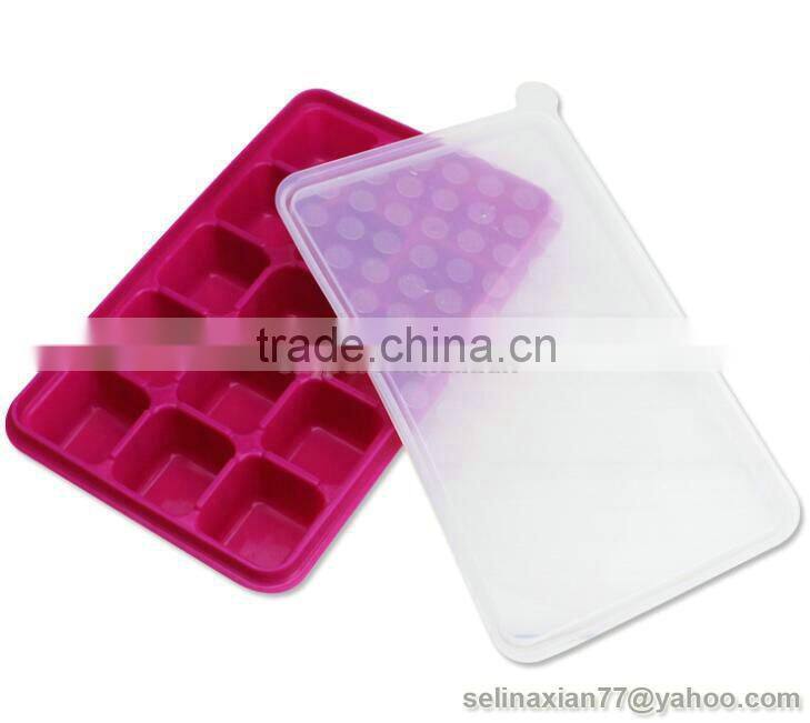 15 Cavity Square Silicone Baby Food Freezer Storage Container Multi-Portions