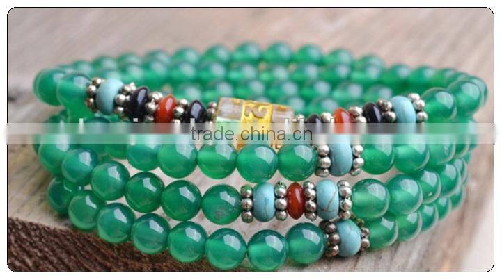 Green Crystal 108 beads bracelets, buddha bracelets ,fashion bracelets