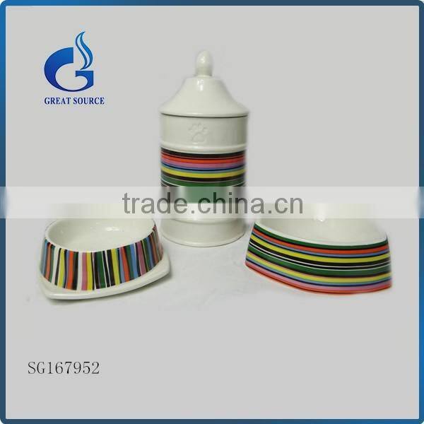 popular lines style ceramic dog bowls pet food bowl