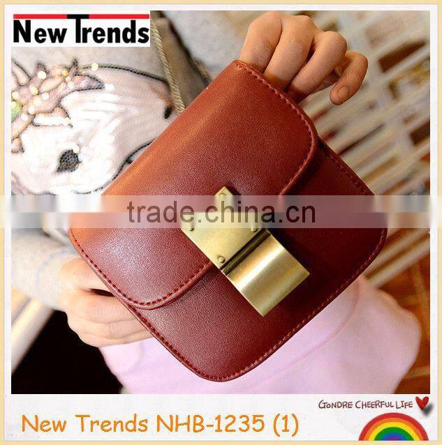 Fashion blue small bag with golden buckle