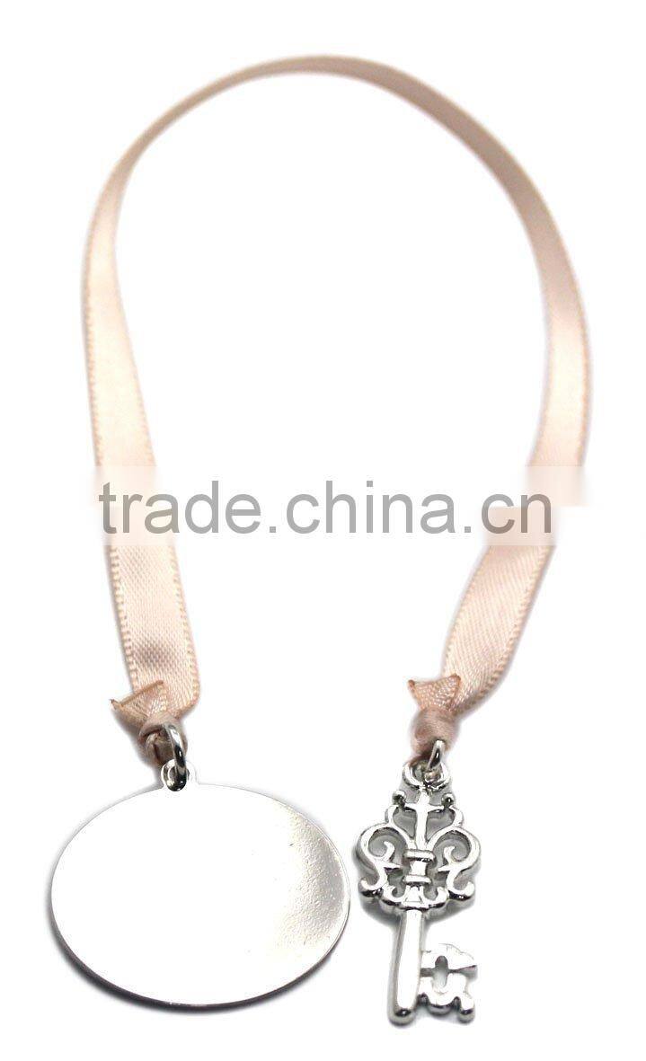 custom metal flower shaped Bookmarks with Ribbon, Made of Alloy and Crystal