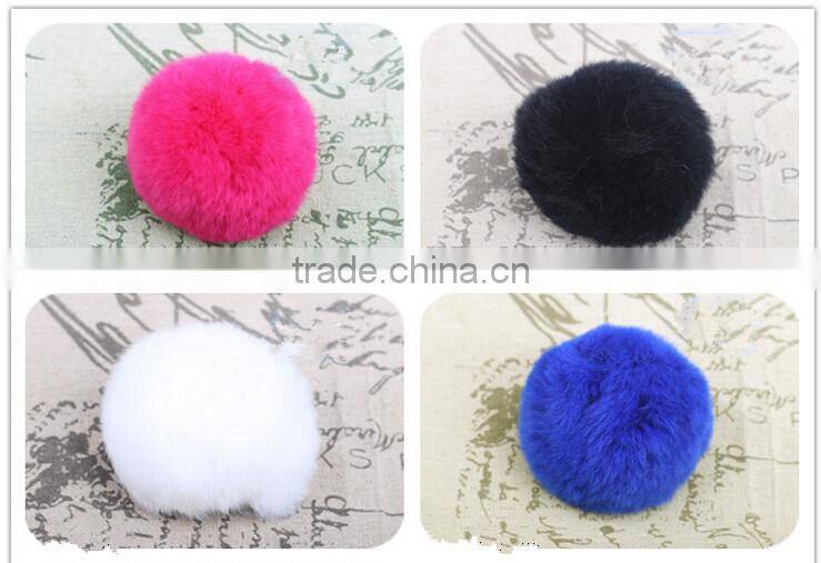 Customize Fashion Colorful Fluffy Ball Keychain / Rex Rabbit Fur Ball