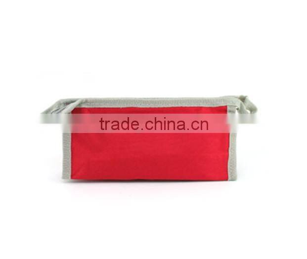 Promotion plain decorative polyester Basic cosmetic pouch with contrast color trimming