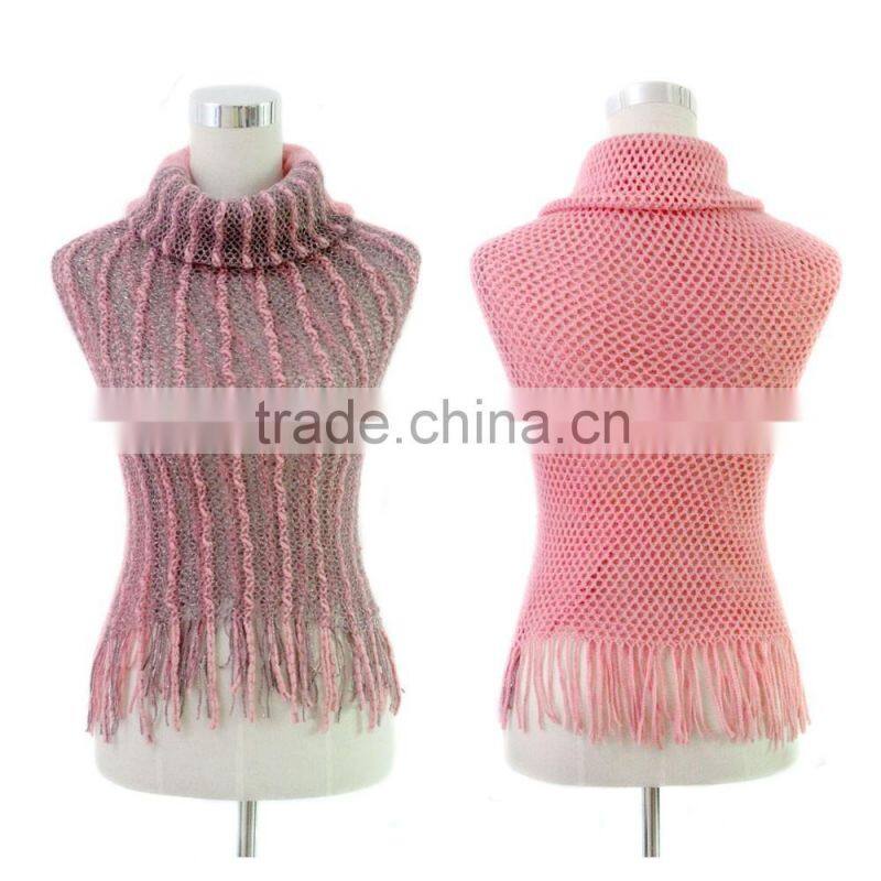 two tone color fringe best selling magic knitted infinity scarf
