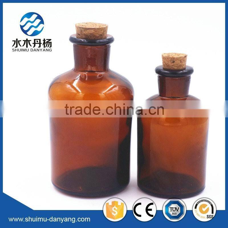 125ml amber narroe mouth glass reagent bottle for laboratory with cork