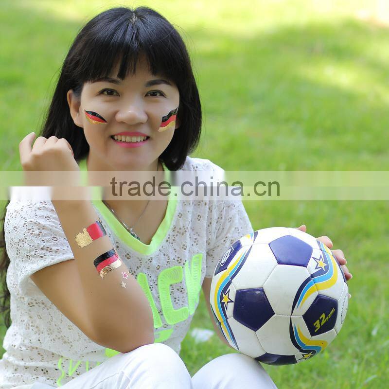 Beauty Sticker 2016 UEFA gold and silver tattoo stickers/world cup country flag tattoo sticker