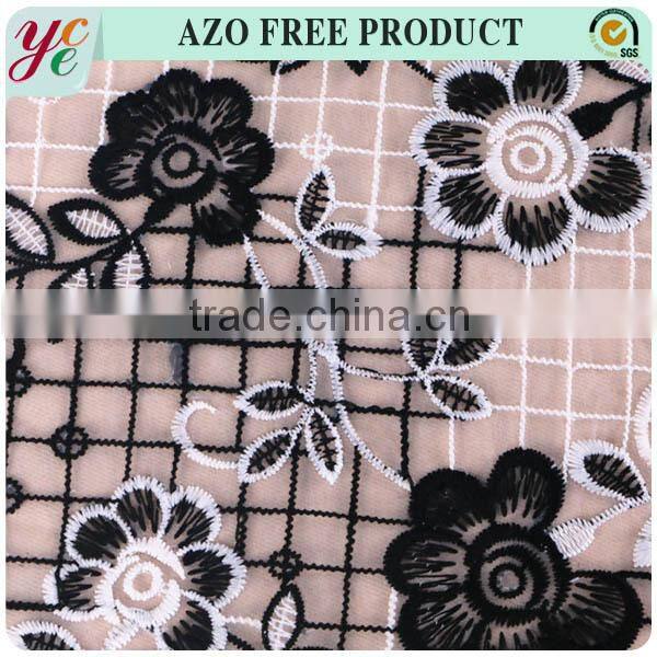 white and black chemical embroidery fabric wholesale
