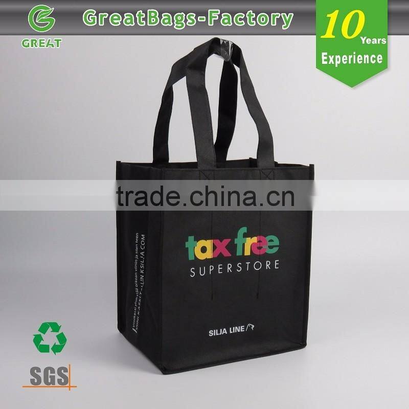 Portable Gift Black Color 6 Bottle Wine Bag, Non Woven Wine Bag, Liquor Bottle Wine Bag