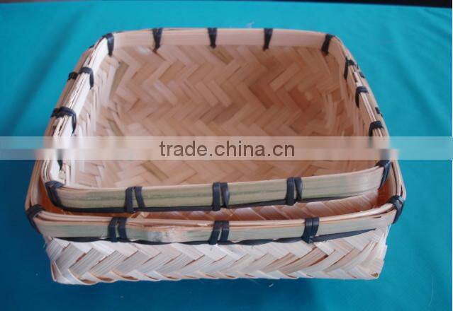 Natural bamboo square mini shape sundries basket