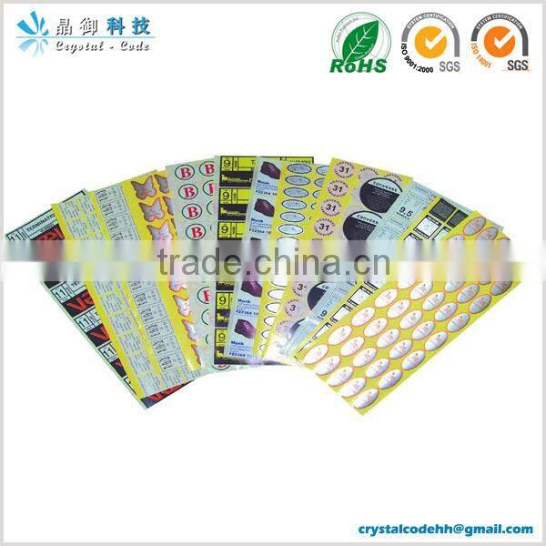 Custom die cut sticker self adhesive labels