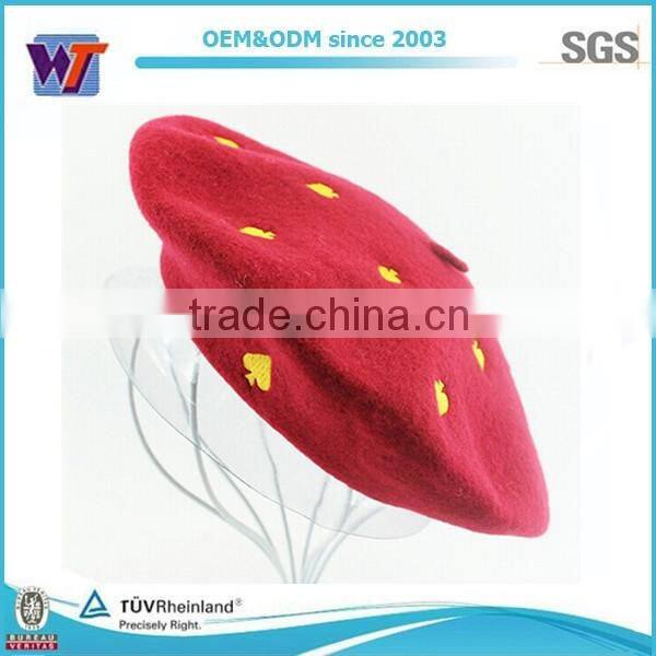 Fashion women beret solid color beret cap with metal eyelets