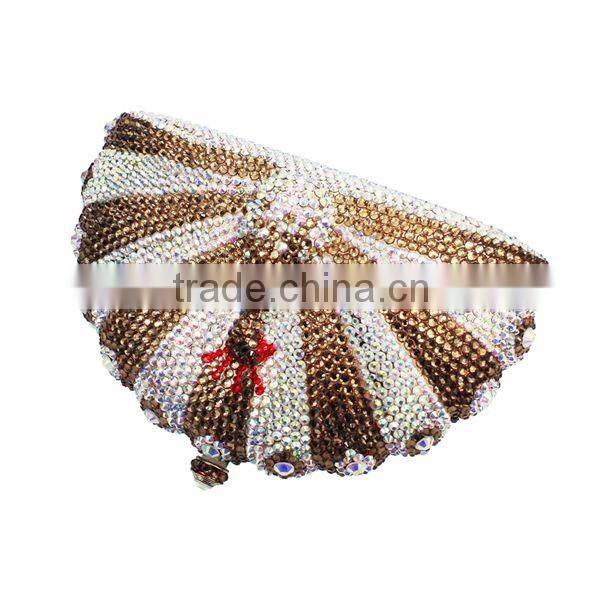 Hard Case Metal Frame Peacock Evening Clutch Bags with Crystal Stones (B1048-G)