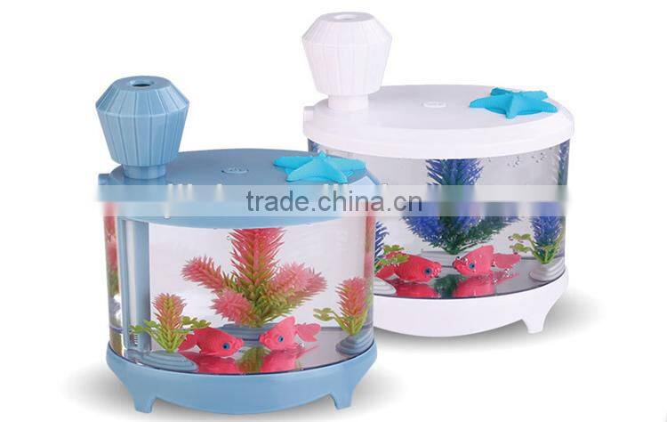 New arrival 3 in 1 usb mini humidifier night light fish tank mist diffuser for home office