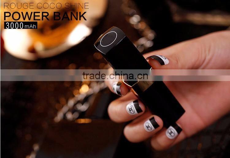 new product Fashion style Lipstick tube 2600mah power bank