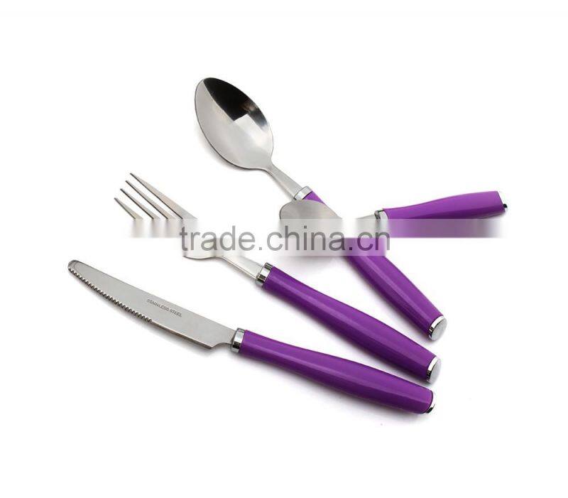 plastic handle stainless flatware, stainless steel cutlery set 24 pieces, plastic handle cutlery set