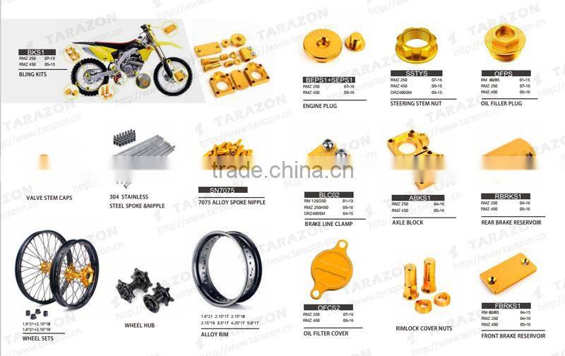 TARAZON brand hot sale motorcycle brake rotor sprocket cover foot pegs brake lever for RMZ 450