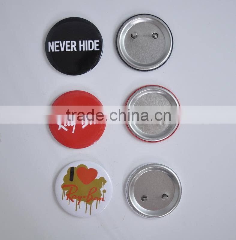 Advertisement and promotional tin bottom badge with safety pin