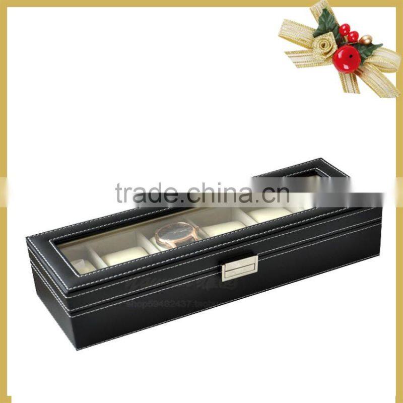 China Manufacturer 6 slots customized leather covering wood watch box