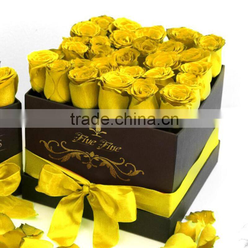 Luxury handmade Black Cardboard Paper Flower Gift Box Packing Factory in China