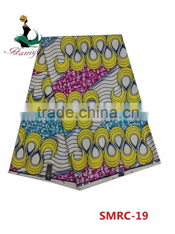 African Angelina fabrics Ankara real wax print fabric SMRC-21 african wax print fabric for wholesale