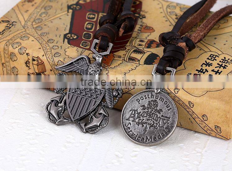 Manufacturers selling retro men's leather necklace punk necklace N0023 leather necklace long