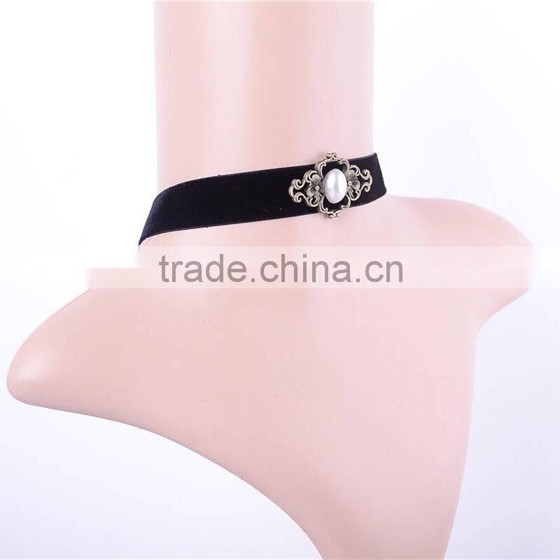 jewelry black lace choker necklace pearl necklace fake collar necklace female gothic