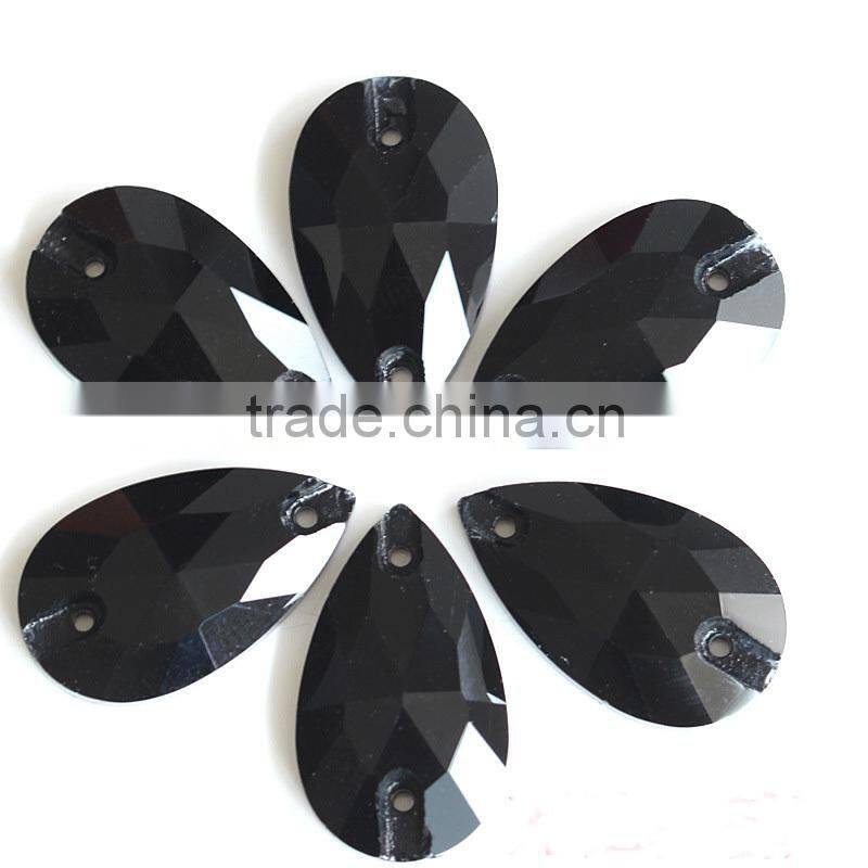 fashion teardrop flat back two holes crystal stone design for dresses