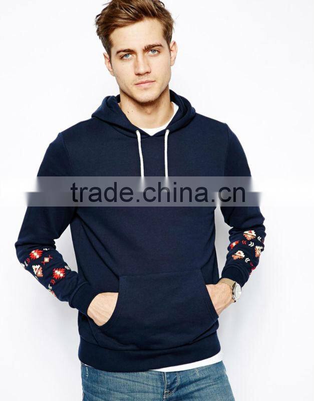 mens korean fashion navi blue hoodies printed sleeves sweatshirts