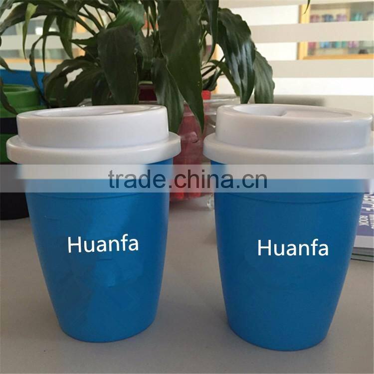 Bulk items of Eco-friendly 12oz Travel plastic coffee mug /keep cup with silicone caps for christmas' gift