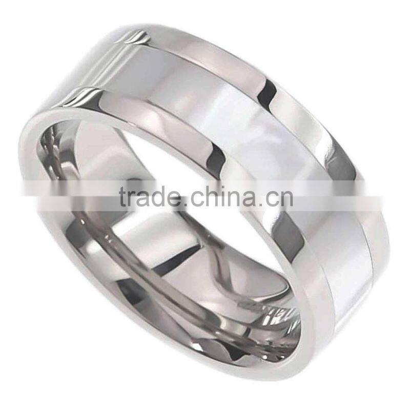 New stylish stainless steel mother of pearl ring designs for women