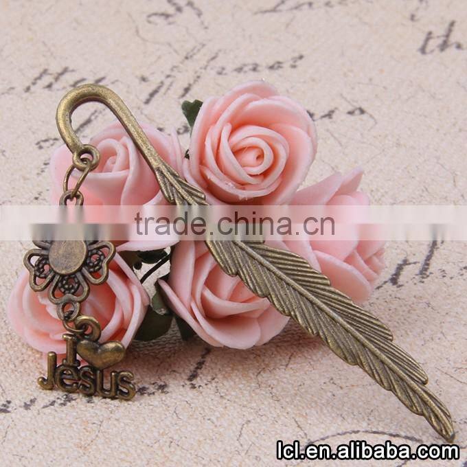 Cross pendant custom metal bookmarks wholesale, low price metal bookmarks for books