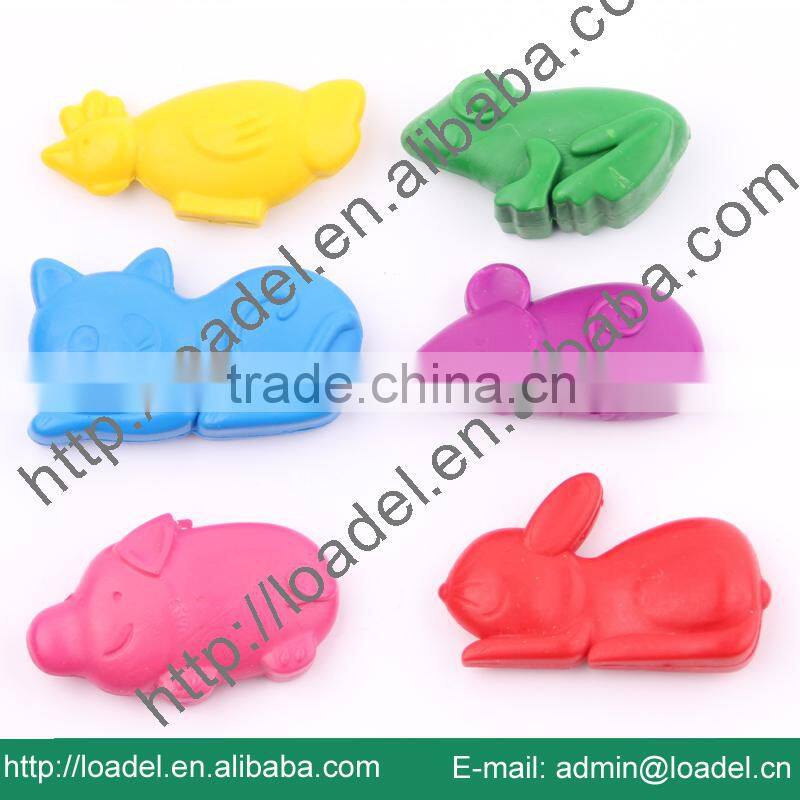 3D 6pcs paper box animal shaped wax crayon