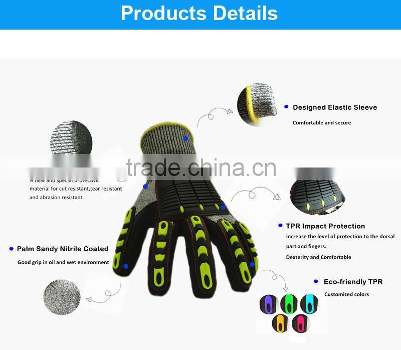 QL knitted hand firm grip mechanic rubber gloves