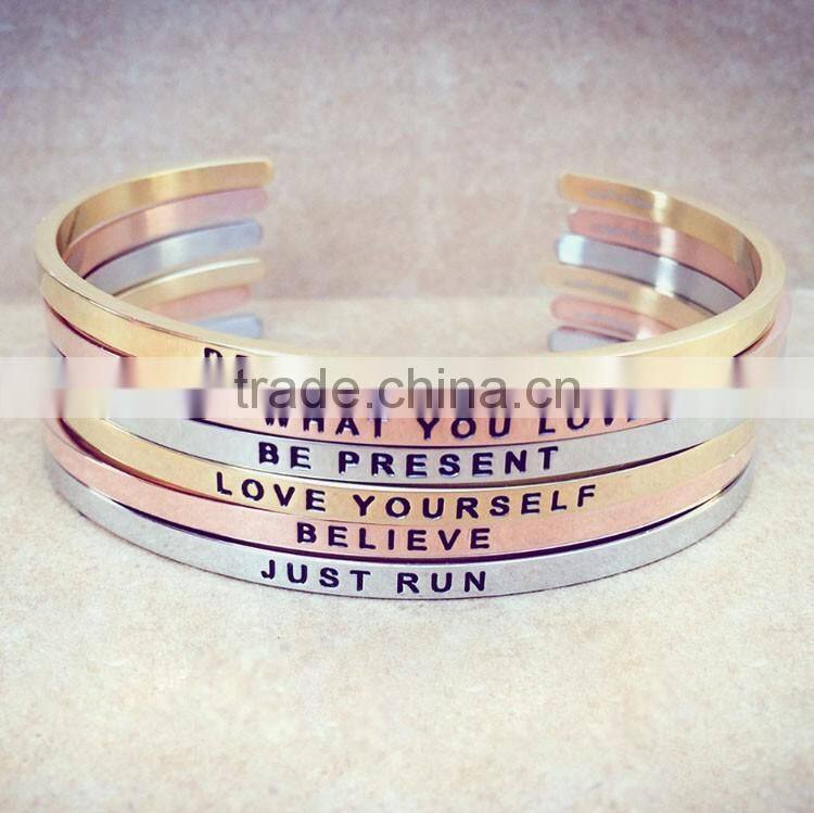 Stainless Steel Various Designs Style Bangle Fashion Artificial Bracelet With Saying "DREAM BIGGER"