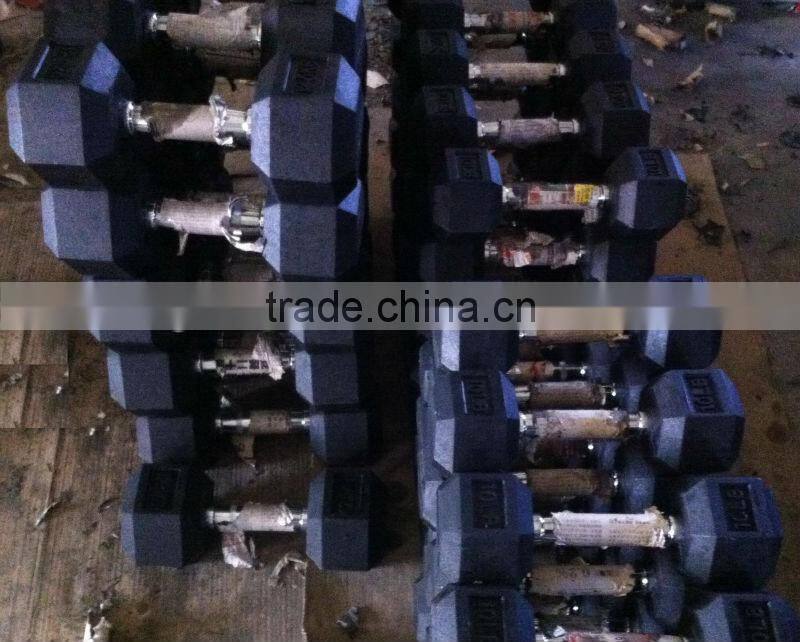 2015 hot sell Rubber coated Hex Dumbbell