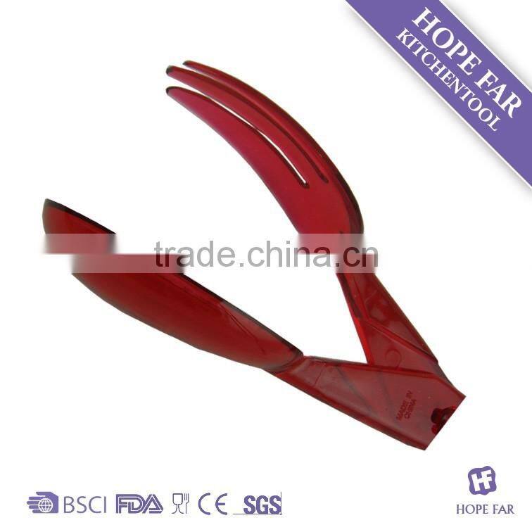 0600056 Transparent red color plastic salad tong