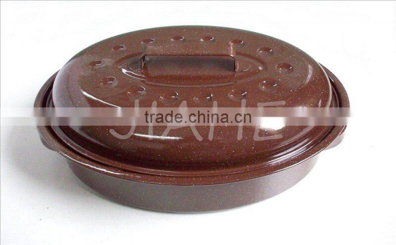 Chocolate Enamel Oval Chicken Roaster