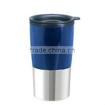 Colorful comfortable striped Auto mug plastic Eco-friendly auto travel cup mug with good friction