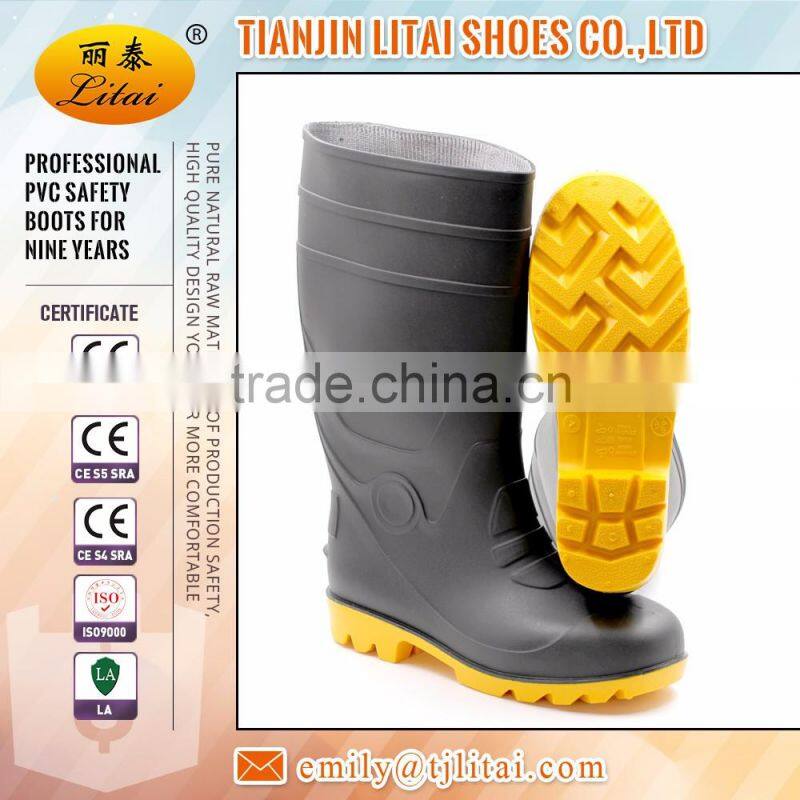 Black PVC Safety Boots Gumboots Wellington Boots with Relective Tape