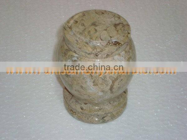DECORATIVE FOSSIL MARBLE CREMATION URNS