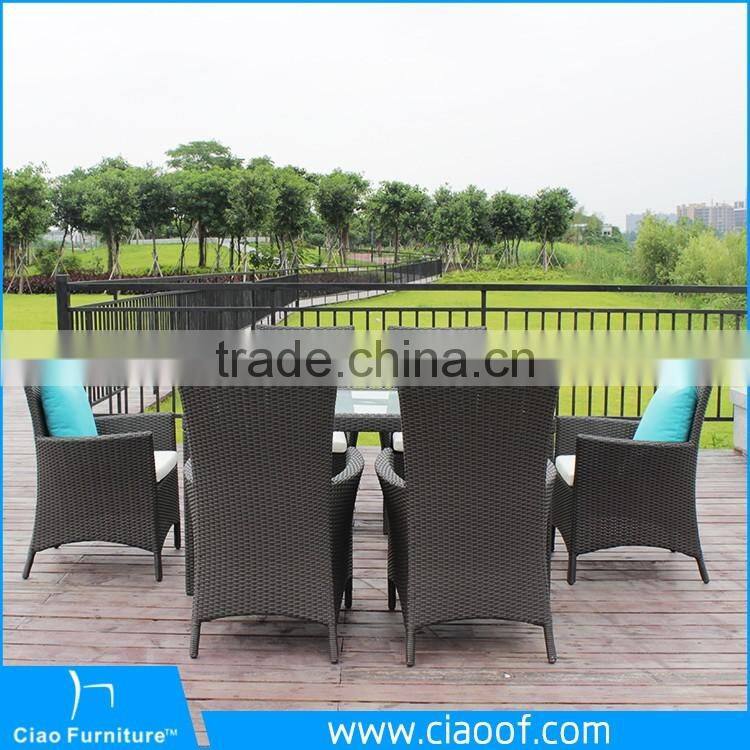 Luxury 6 Seats Outdoor Furniture Rattan Dining Set / Rattan Garden Furniture