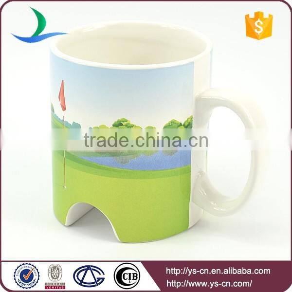 Round 11oz straight ceramic dolomite decal mug with special shape