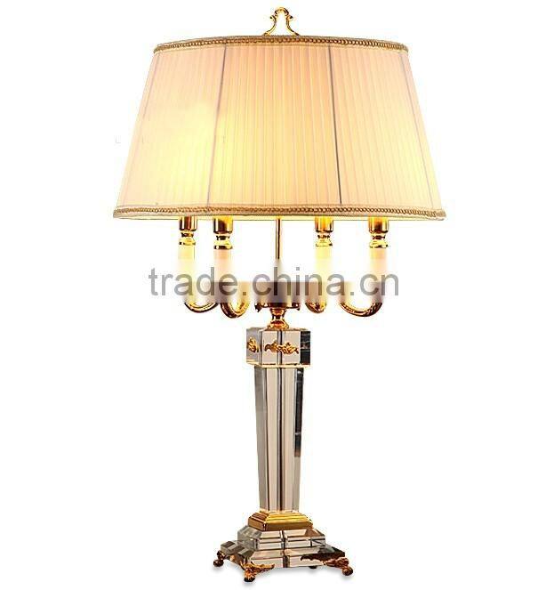 K9 crystal lamp body fabric lampshade four candles living room bedroom table lamp