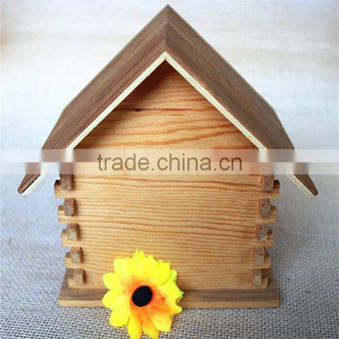 Cheap wood cutting toys wood toy indoor bird houses with fixed round wooden window