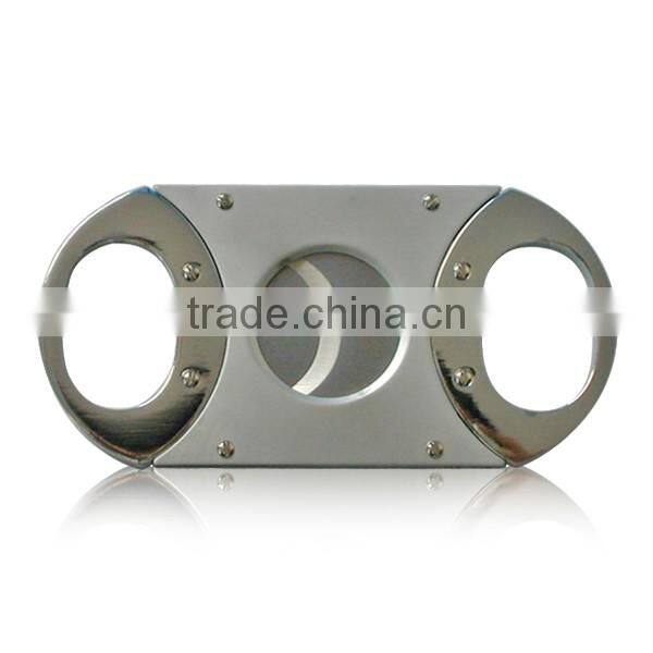 Stainless steel double blades cigar knife ,double handle cigar cutter
